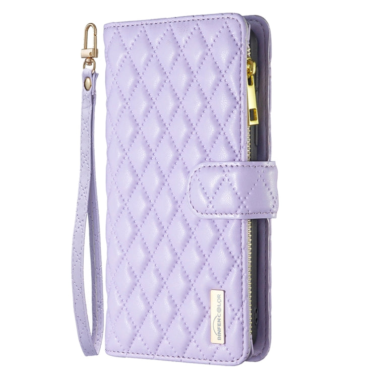 For Samsung Galaxy S20 FE / S20 FE 5G Diamond Lattice Zipper Wallet Leather Flip Phone Case(Purple)
