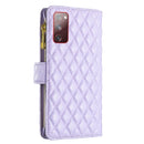 For Samsung Galaxy S20 FE / S20 FE 5G Diamond Lattice Zipper Wallet Leather Flip Phone Case(Purple)
