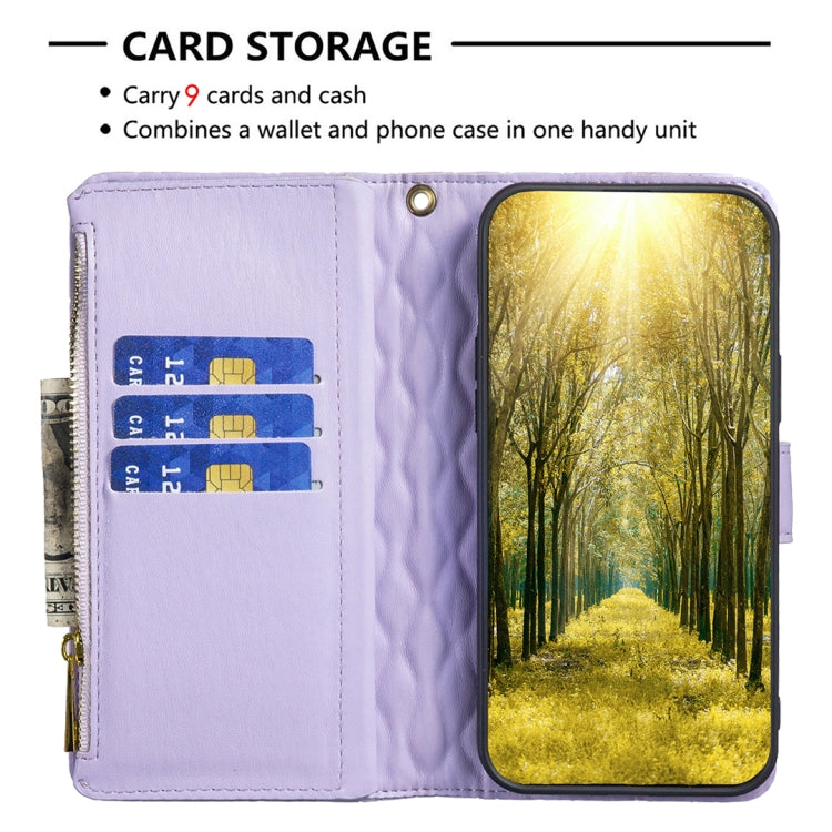 For Samsung Galaxy S20 FE / S20 FE 5G Diamond Lattice Zipper Wallet Leather Flip Phone Case(Purple)
