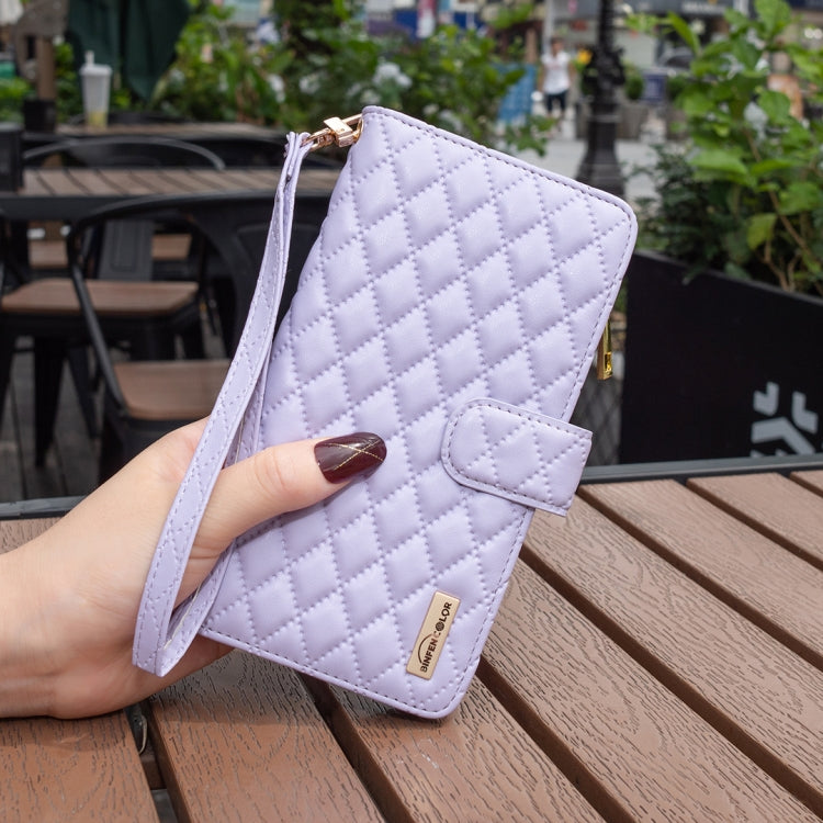 For Samsung Galaxy S20 FE / S20 FE 5G Diamond Lattice Zipper Wallet Leather Flip Phone Case(Purple)