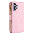 For Samsung Galaxy A32 5G Diamond Lattice Zipper Wallet Leather Flip Phone Case(Pink)