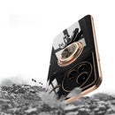 For vivo X80 Pro 6D Plating Astronaut Ring Kickstand Phone Case(Light Pink)