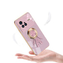 For vivo X80 Pro 6D Plating Astronaut Ring Kickstand Phone Case(Light Pink)