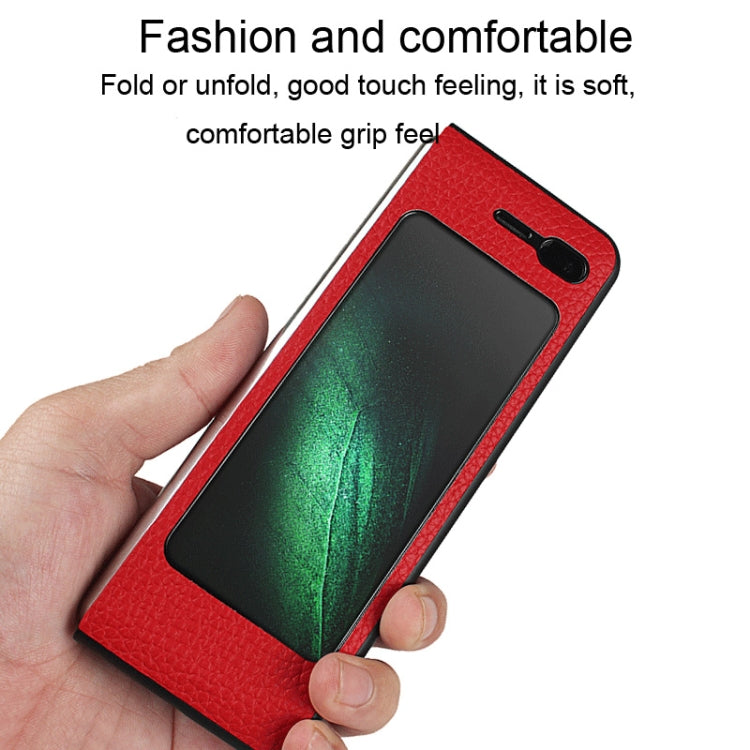 For Galaxy Fold / W2020 Shockproof Full Coverage Litchi Texture Leather Case with Card Slot(Red)