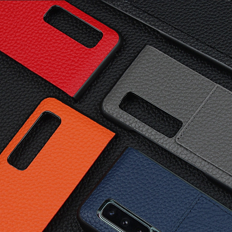 For Galaxy Fold / W2020 Shockproof Full Coverage Litchi Texture Leather Case with Card Slot(Red)