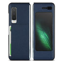 For Galaxy Fold / W2020 Shockproof Full Coverage Litchi Texture Leather Case with Card Slot(Blue)