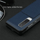 For Galaxy Fold / W2020 Shockproof Full Coverage Litchi Texture Leather Case with Card Slot(Blue)