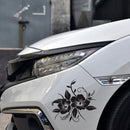 D-798 Flowers Bloom Pattern Car Modified Decorative Sticker(Black)