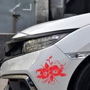 D-798 Flowers Bloom Pattern Car Modified Decorative Sticker(Red)