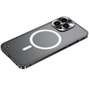 For iPhone 14 Pro Max Metal Frame Frosted PC Shockproof MagSafe Case (Black)