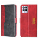 For OPPO Realme 8i Contrast Color Side Buckle Leather Phone Case(Red + Black)