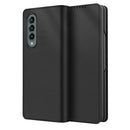 For Samsung Galaxy Z Fold4 Split Type Horizontal Flip Foldable Leather Phone Case(Plain Black)