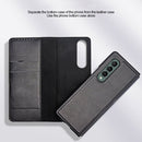 For Samsung Galaxy Z Fold4 Split Type Horizontal Flip Foldable Leather Phone Case(Plain Green)
