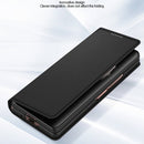 For Samsung Galaxy Z Fold4 Split Type Horizontal Flip Foldable Leather Phone Case(Fiber Black)