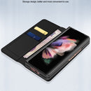 For Samsung Galaxy Z Fold4 Split Type Horizontal Flip Foldable Leather Phone Case(Fiber Black)