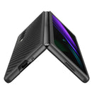 For Samsung Galaxy Z Fold4 Carbon Fiber Texture Skin-friendly Feel Ultra-thin Folding Phone Case with Screen Protector(Black)