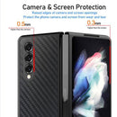 For Samsung Galaxy Z Fold4 Carbon Fiber Texture Skin-friendly Feel Ultra-thin Folding Phone Case with Screen Protector(Black)