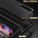 For Samsung Galaxy Z Fold4 Carbon Fiber Texture Skin-friendly Feel Ultra-thin Folding Phone Case with Screen Protector(Black)