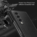 For Samsung Galaxy Z Fold4 Carbon Fiber Texture Skin-friendly Feel Ultra-thin Folding Phone Case with Screen Protector(Black)