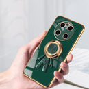 For Huawei Mate 40 Pro 6D Plating Astronaut Ring Kickstand Phone Case(Black)