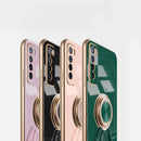 For Huawei nova 6 SE 6D Plating Astronaut Ring Kickstand Phone Case(Night Green)