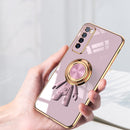 For Huawei nova 6 SE 6D Plating Astronaut Ring Kickstand Phone Case(Night Green)