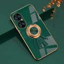 For Huawei P50 Pro 6D Plating Astronaut Ring Kickstand Phone Case(Night Green)