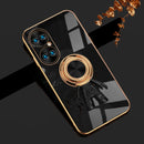 For Huawei P50 Pro 6D Plating Astronaut Ring Kickstand Phone Case(Black)