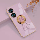 For Huawei P50 Pro 6D Plating Astronaut Ring Kickstand Phone Case(Light Purple)