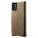 For OPPO Realme 9i / A76 / A36 UItra Denim Texture Casual Style Leather Phone Case(Khaki)