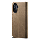 For Huawei Enjoy 50 4G / Nova Y70 Plus / Nova Y70 4G UItra Denim Texture Casual Style Leather Phone Case(Khaki)