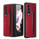 For Samsung Galaxy Z Fold4 Litchi Texture Hinge Protection Folding Phone Case(Red)