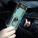 For Samsung Galaxy Z Flip4 Shockproof TPU + PC Phone Case with Holder(Dark Green)