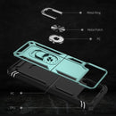 For Samsung Galaxy Z Flip4 Shockproof TPU + PC Phone Case with Holder(Dark Green)