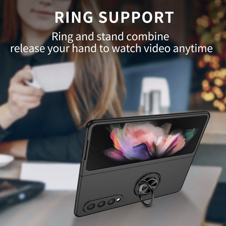 For Samsung Galaxy Z Fold4 Armor Ring Holder Phone Case(Black)