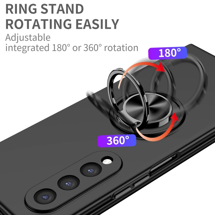 For Samsung Galaxy Z Fold4 Armor Ring Holder Phone Case(Black)