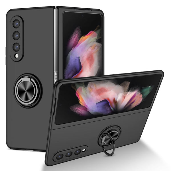 For Samsung Galaxy Z Fold4 Armor Ring Holder Phone Case(Black)