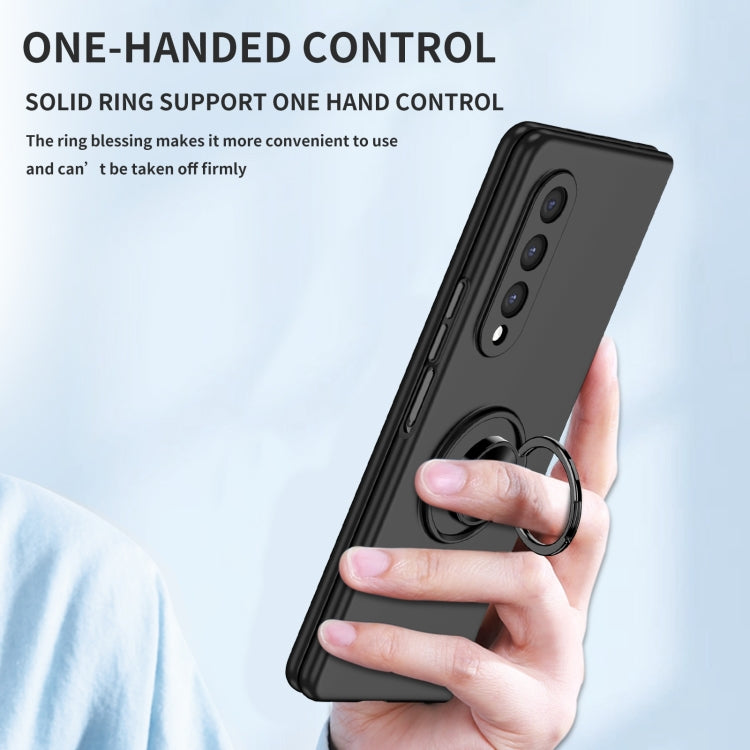 For Samsung Galaxy Z Fold4 Armor Ring Holder Phone Case(Black)