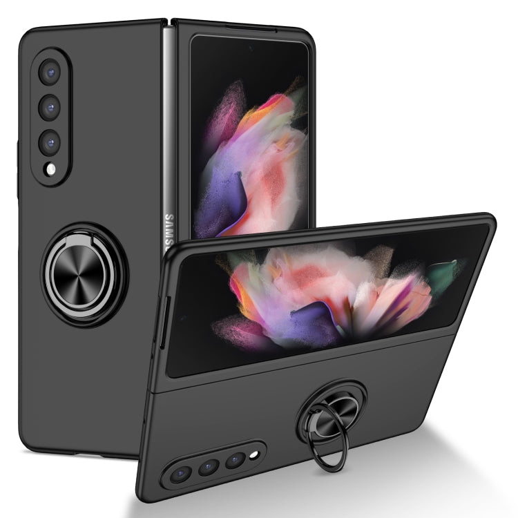 For Samsung Galaxy Z Fold4 Armor Ring Holder Phone Case(Black)