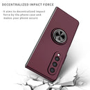 For Samsung Galaxy Z Fold4 Armor Ring Holder Phone Case(Wine Red)
