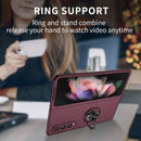 For Samsung Galaxy Z Fold4 Armor Ring Holder Phone Case(Wine Red)