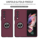 For Samsung Galaxy Z Fold4 Armor Ring Holder Phone Case(Wine Red)