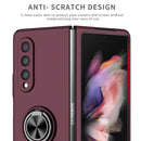 For Samsung Galaxy Z Fold4 Armor Ring Holder Phone Case(Wine Red)