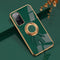 For Samsung Galaxy S20 FE 6D Plating Astronaut Ring Kickstand Phone Case(Night Green)