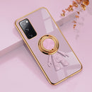 For Samsung Galaxy S20 FE 6D Plating Astronaut Ring Kickstand Phone Case(Light Purple)