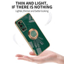For Samsung Galaxy S20 FE 6D Plating Astronaut Ring Kickstand Phone Case(Night Green)