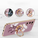For Samsung Galaxy S20 FE 6D Plating Astronaut Ring Kickstand Phone Case(Night Green)
