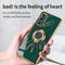 For Samsung Galaxy S20 FE 6D Plating Astronaut Ring Kickstand Phone Case(Night Green)