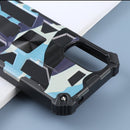 For Motorola Moto G22 Camouflage Armor Kickstand Magnetic Phone Case(Light Blue)