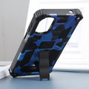 For Motorola Moto G22 Camouflage Armor Kickstand Magnetic Phone Case(Dark Blue)